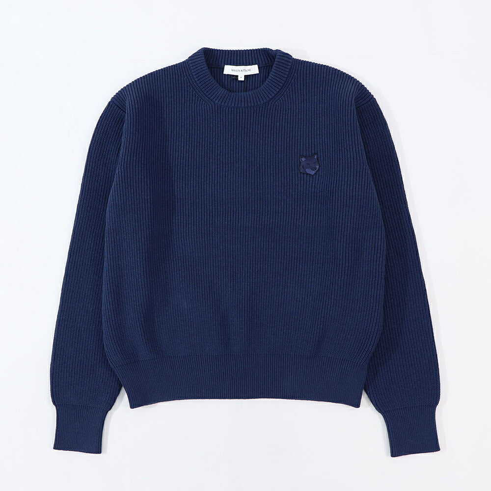 MAISON KITSUNE ニット クリーム ネイビー ブルー フォックスパッチ