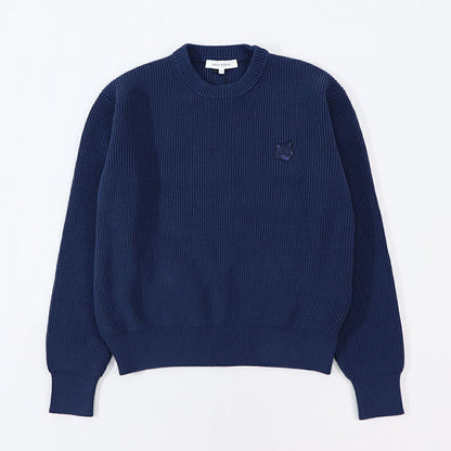 MAISON KITSUNE ニット クリーム ネイビー ブルー フォックスパッチ