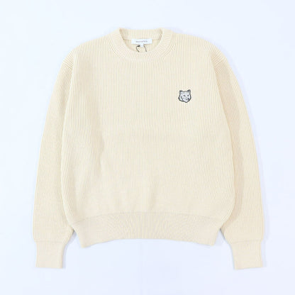 MAISON KITSUNE ニット クリーム ネイビー ブルー フォックスパッチ