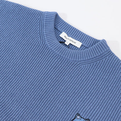 MAISON KITSUNE ニット クリーム ネイビー ブルー フォックスパッチ