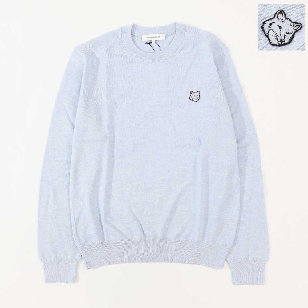 MAISON KITSUNE ニット BOLD FOX PATCH ライトブルー フォックスパッチ