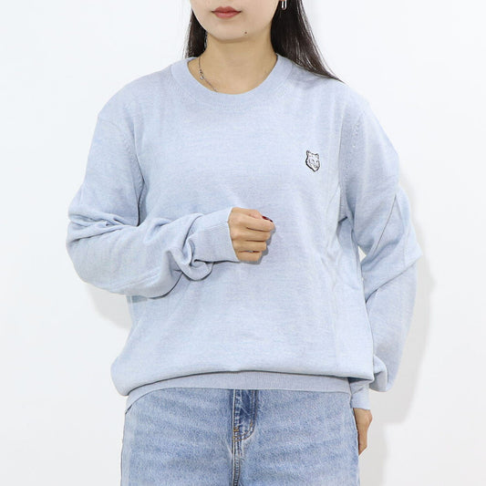 MAISON KITSUNE ニット BOLD FOX PATCH ライトブルー フォックスパッチ