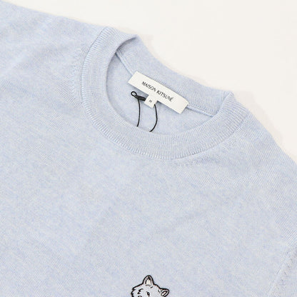 MAISON KITSUNE ニット BOLD FOX PATCH ライトブルー フォックスパッチ