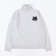 MAISON KITSUNE ニット COMFORT HIGH NECK JUMPER グレー フォックスパッチ セーター