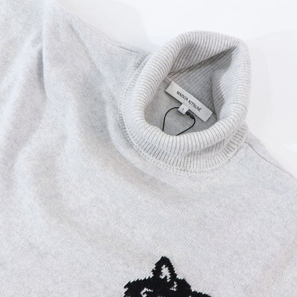 MAISON KITSUNE ニット COMFORT HIGH NECK JUMPER グレー フォックスパッチ セーター