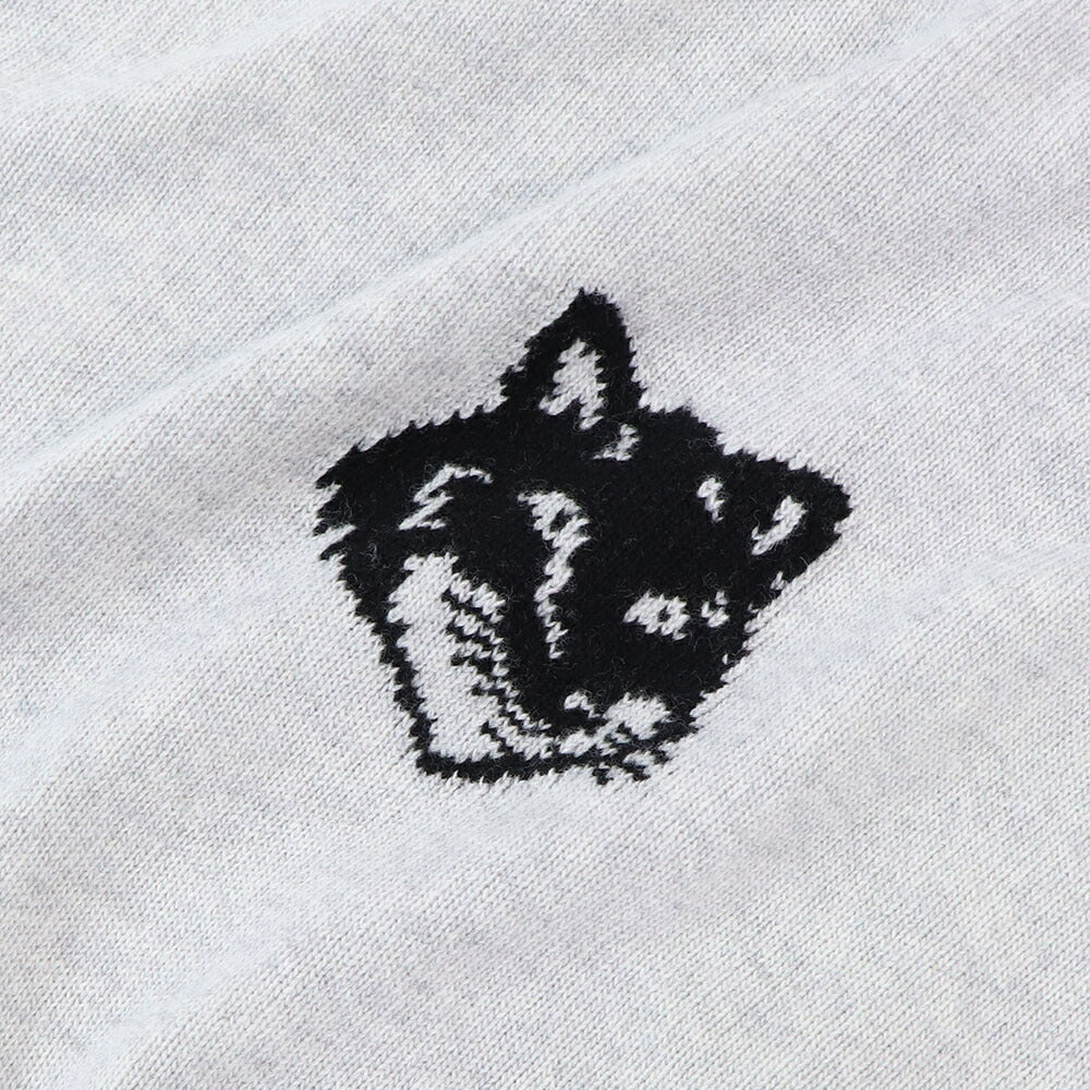 MAISON KITSUNE ニット COMFORT HIGH NECK JUMPER グレー フォックスパッチ セーター
