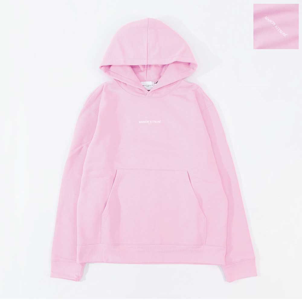 MAISON KITSUNE パーカー  ピンク フォックスパッチ スエット フーディ ロゴ 裏起毛