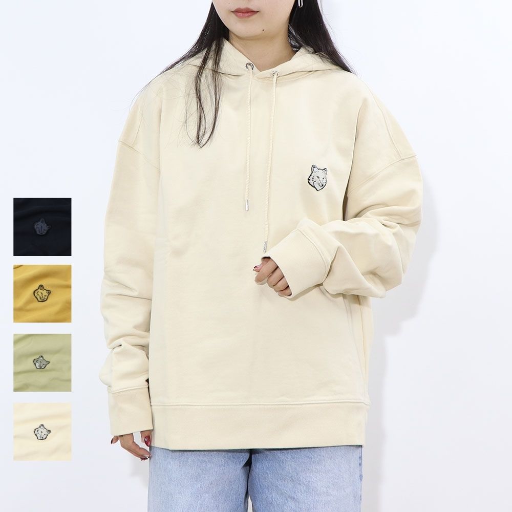 MAISON KITSUNE パーカー  ブラック クリーム ライトグリーン マスタード フォックスパッチ