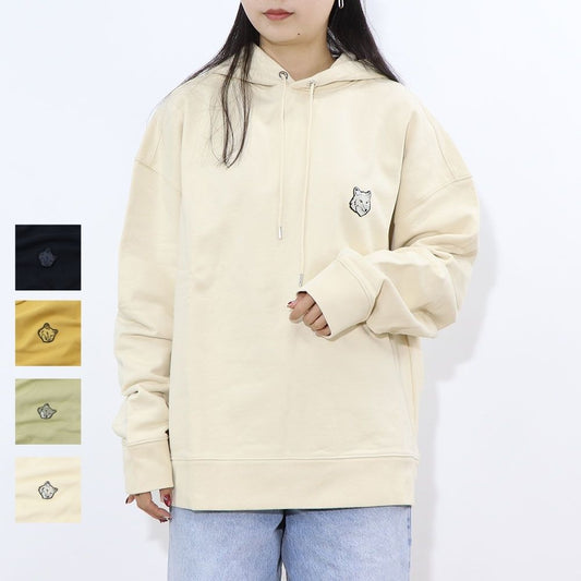 MAISON KITSUNE パーカー  ブラック クリーム ライトグリーン マスタード フォックスパッチ