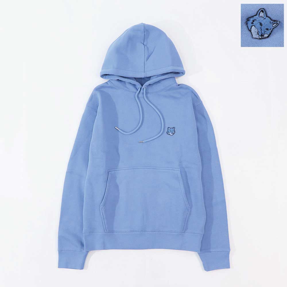 MAISON KITSUNE パーカー ブルー フォックスパッチ スエット フーディ