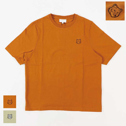 MAISON KITSUNE Tシャツ ブラウン ライトグリーン フォックスパッチ