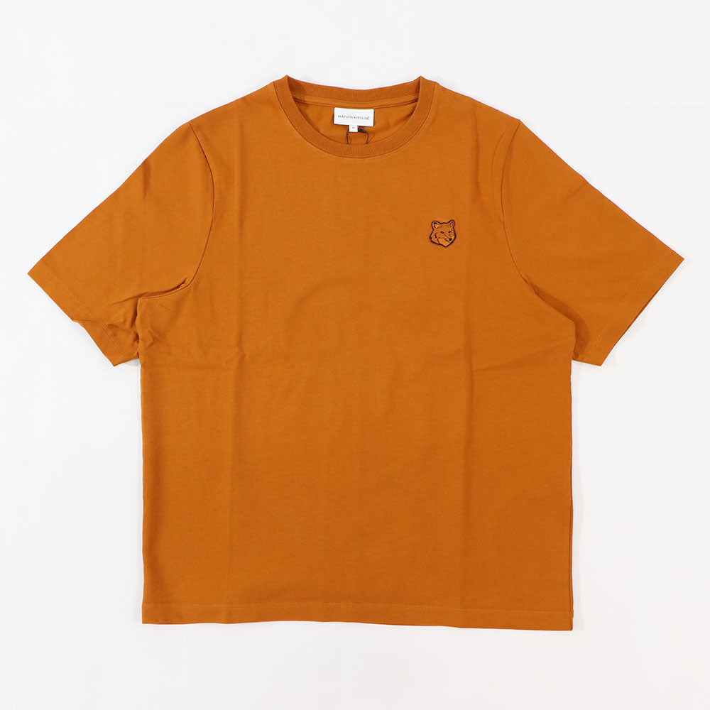 MAISON KITSUNE Tシャツ ブラウン ライトグリーン フォックスパッチ