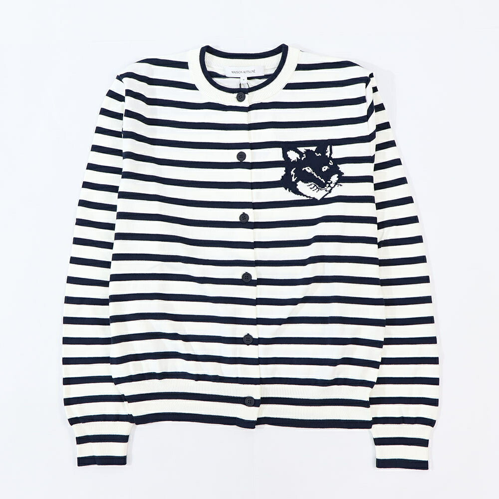 MAISON KITSUNE カーディガン  ネイビー×ホワイト フォックスパッチ