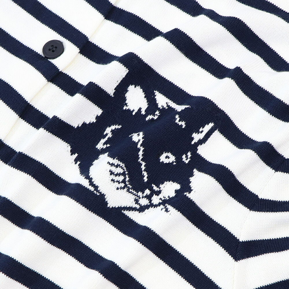 MAISON KITSUNE カーディガン  ネイビー×ホワイト フォックスパッチ