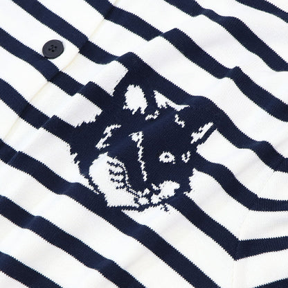 MAISON KITSUNE カーディガン  ネイビー×ホワイト フォックスパッチ