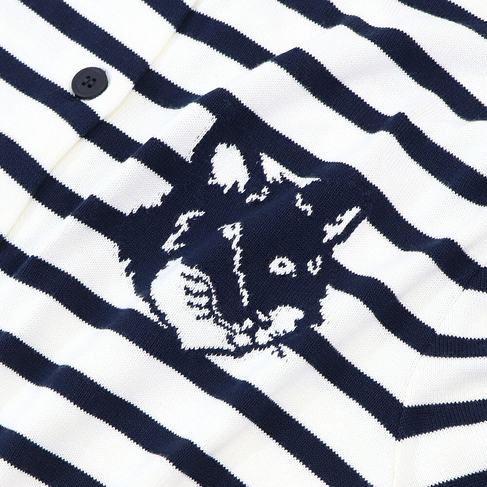 MAISON KITSUNE カーディガン  ネイビー×ホワイト フォックスパッチ