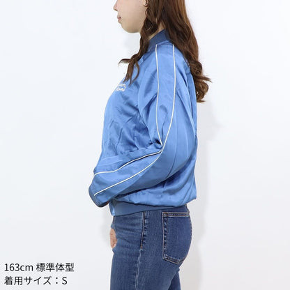 MAISON KITSUNE ジャケット ブルー ボンバージャケット ロゴ サテン