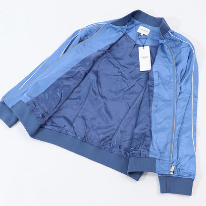 MAISON KITSUNE ジャケット ブルー ボンバージャケット ロゴ サテン