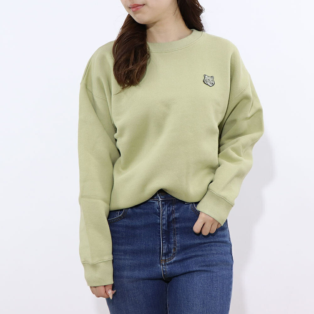 MAISON KITSUNE スウェット FOX HEAD PATCH ブラック ライトグリーン ネイビーMW00315KM0307