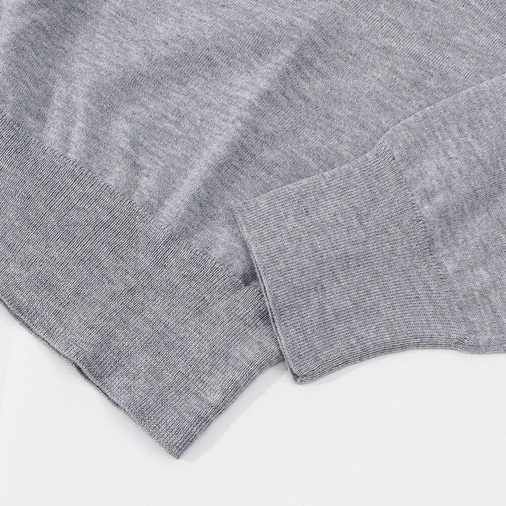 メゾン キツネ MAISON KITSUNE トップス ニット レディース  メランジグレー ネイビー ベイビーフォックスパッチ ウール 無地 ワンポイント 長袖 クルーネック MW00816KT1036