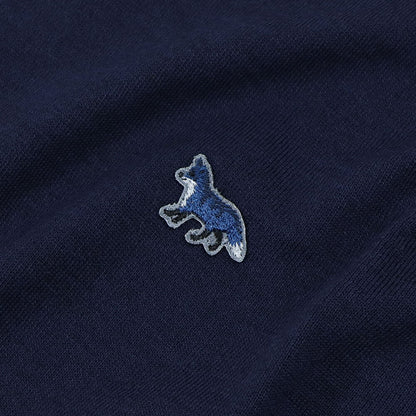メゾン キツネ MAISON KITSUNE トップス ニット レディース  メランジグレー ネイビー ベイビーフォックスパッチ ウール 無地 ワンポイント 長袖 クルーネック MW00816KT1036