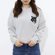 MAISON KITSUNE スウェット FOX HEAD INTARSIA COMFORT JUMPER グレー フォックス LW00815KT1063