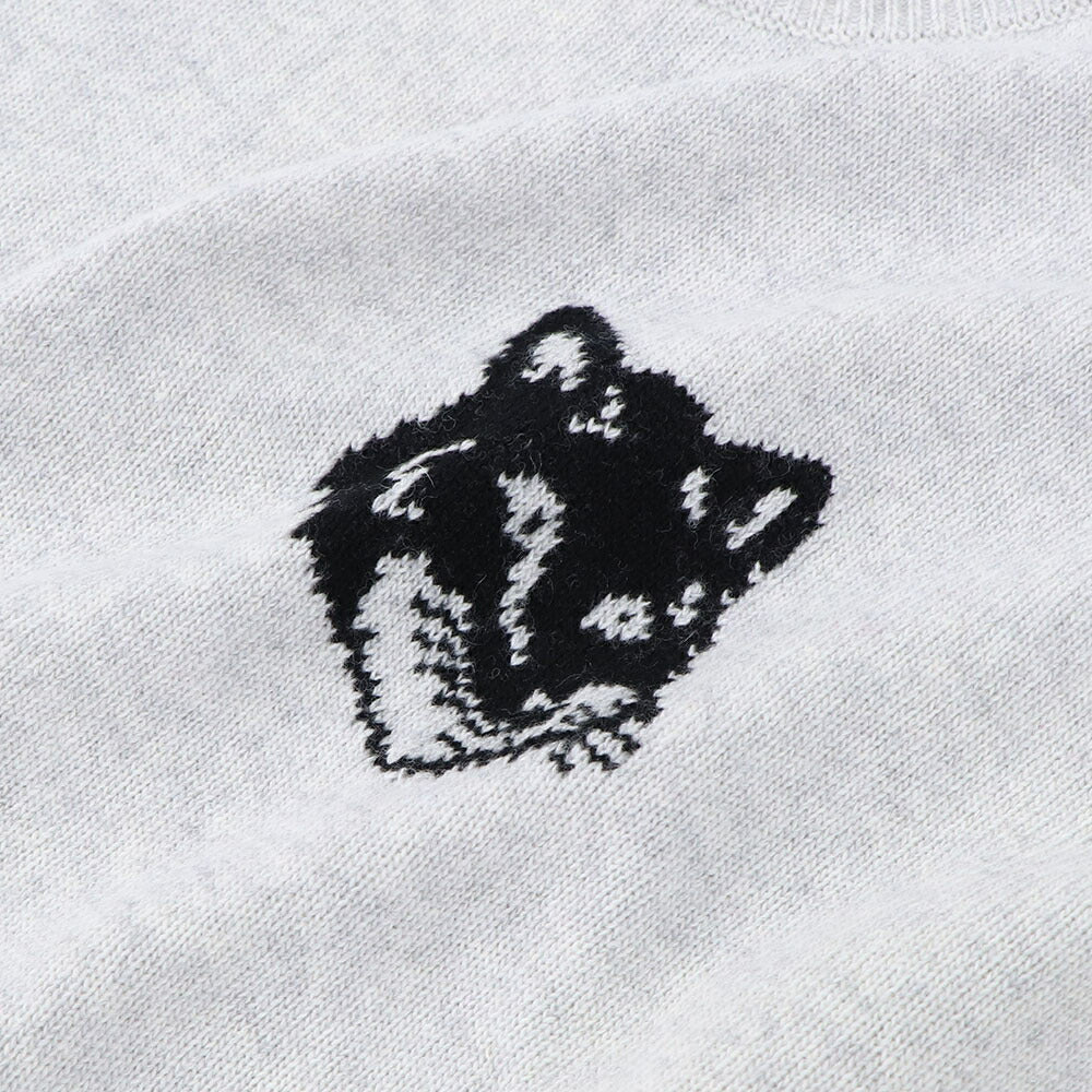メゾン キツネ MAISON KITSUNE トップス スウェット・トレーナー レディース FOX HEAD INTARSIA COMFORT JUMPER グレー フォックス ウール 無地 ワンポイント 長袖 クルーネック LW00815KT1063