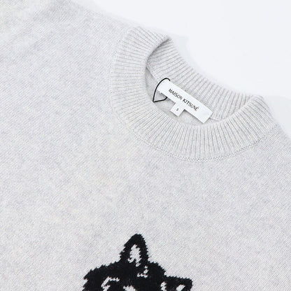 MAISON KITSUNE スウェット FOX HEAD INTARSIA COMFORT JUMPER グレー フォックス LW00815KT1063