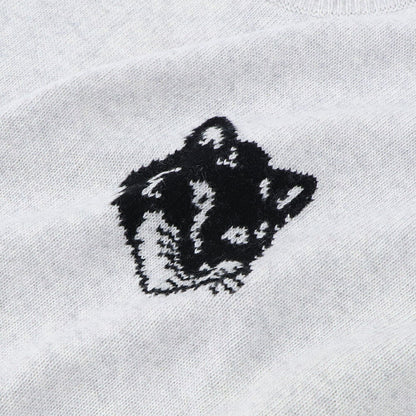 MAISON KITSUNE スウェット FOX HEAD INTARSIA COMFORT JUMPER グレー フォックス LW00815KT1063