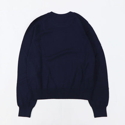 メゾン キツネ MAISON KITSUNE トップス ニット レディース  グレー ライトベージュメランジ ネイビー ブラック フォックスパッチ ウール 無地 ワンポイント 長袖 クルーネック MW00801KT1036