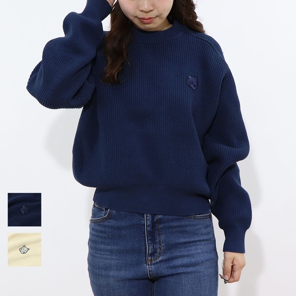 MAISON KITSUNE ニット クリーム ネイビー セーター MW00806KT1098