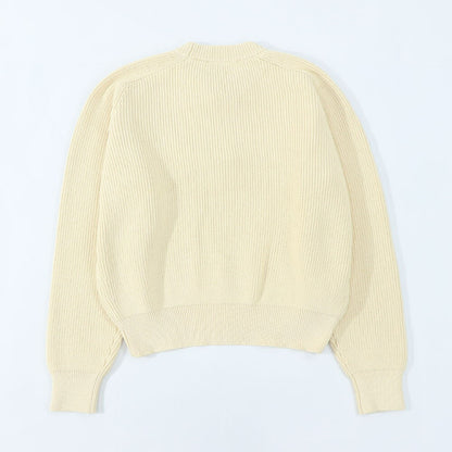 メゾン キツネ MAISON KITSUNE トップス ニット レディース  クリーム ネイビー フォックスパッチ ワンポイント 無地 セーター オーバーサイズ MW00806KT1098