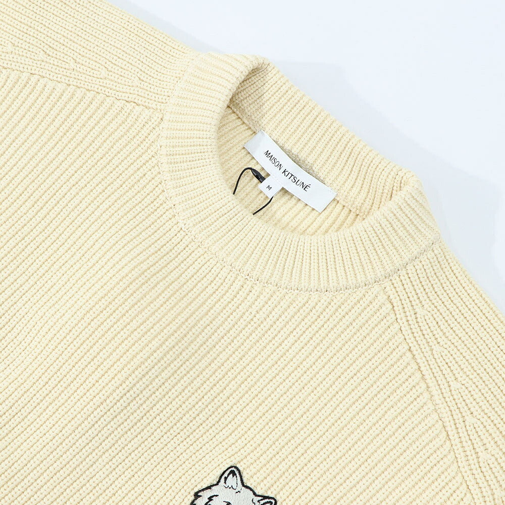 メゾン キツネ MAISON KITSUNE トップス ニット レディース  クリーム ネイビー フォックスパッチ ワンポイント 無地 セーター オーバーサイズ MW00806KT1098