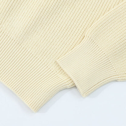 メゾン キツネ MAISON KITSUNE トップス ニット レディース  クリーム ネイビー フォックスパッチ ワンポイント 無地 セーター オーバーサイズ MW00806KT1098