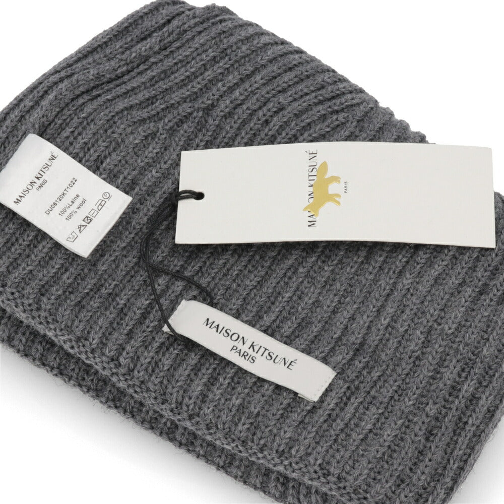 メゾン キツネ MAISON KITSUNE 帽子 ニット帽 ユニセックス TRICOLOR FOX グレージュ フトリコロールフォックスパッチ ワンポイント ウール シンプル 無地 ビーニー DU06120KT1022