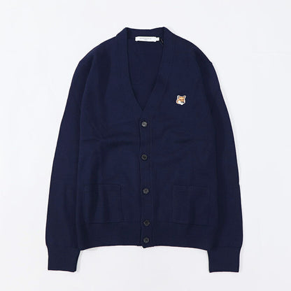 メゾン キツネ MAISON KITSUNE トップス カーディガン・ボレロ レディース FOX HEAD PATCH CLASSIC CARDIGAN グレーメランジ ベージュメランジ ネイビー フォックスパッチ ウール 無地 ワンポイント 長袖 GU00542KT1036