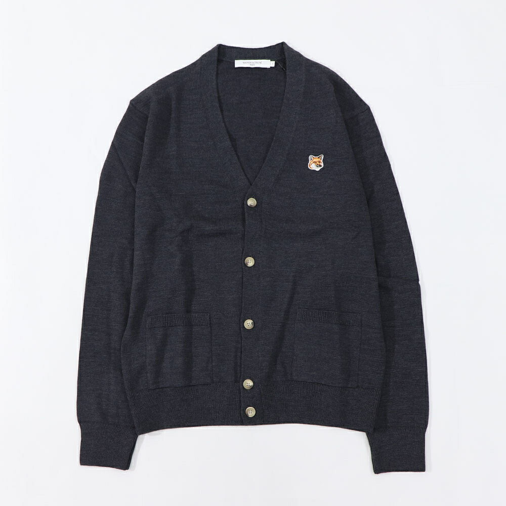 MAISON KITSUNE カーディガン FOX HEAD PATCH CLASSIC CARDIGAN グレーメランジ ベージュメランジ ネイビー GU00542KT1036