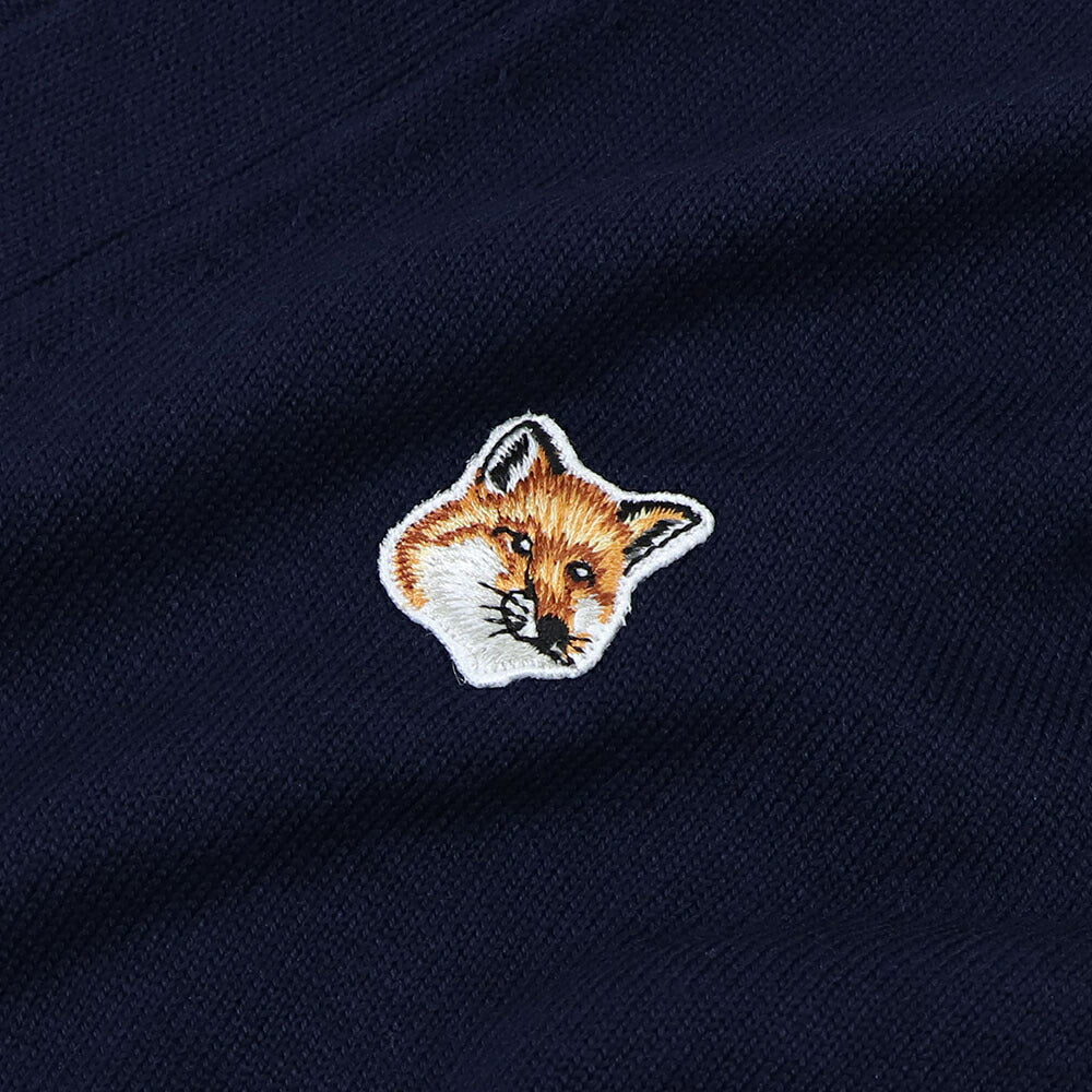 メゾン キツネ MAISON KITSUNE トップス カーディガン・ボレロ レディース FOX HEAD PATCH CLASSIC CARDIGAN グレーメランジ ベージュメランジ ネイビー フォックスパッチ ウール 無地 ワンポイント 長袖 GU00542KT1036