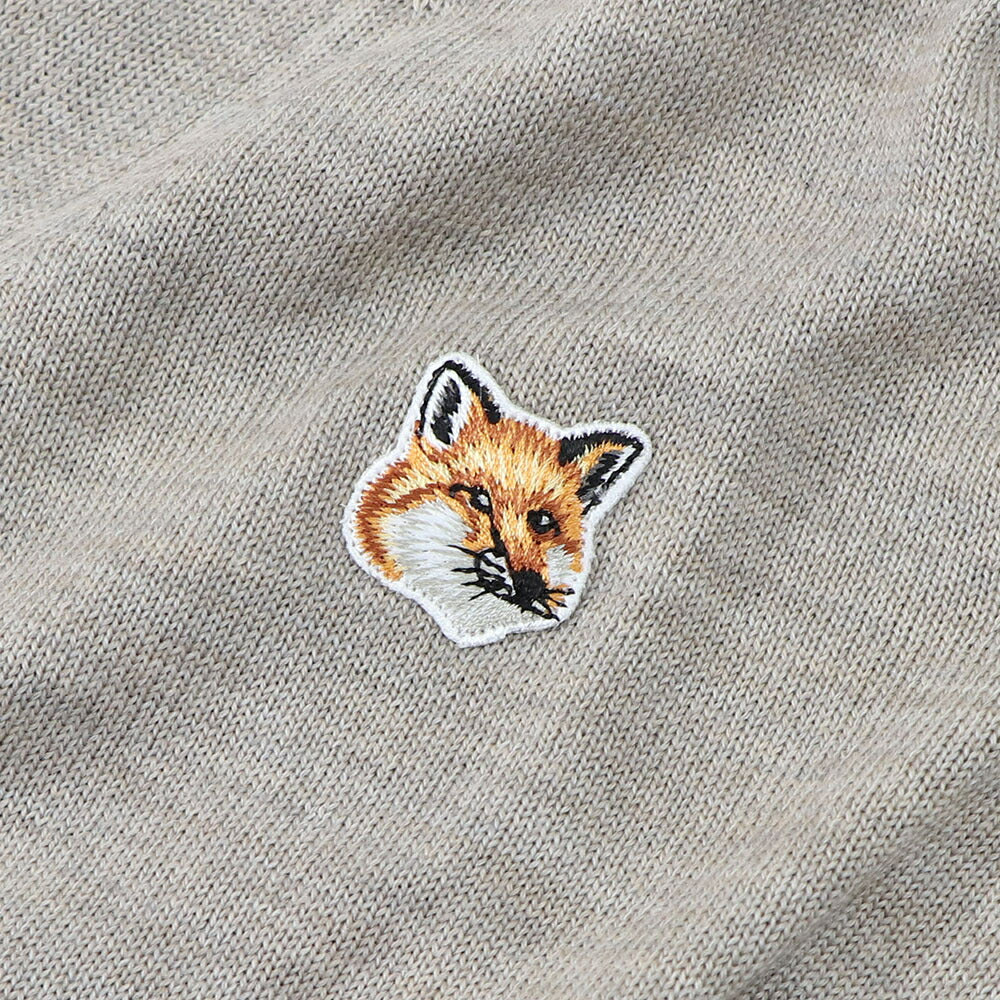 MAISON KITSUNE カーディガン FOX HEAD PATCH CLASSIC CARDIGAN グレーメランジ ベージュメランジ ネイビー GU00542KT1036
