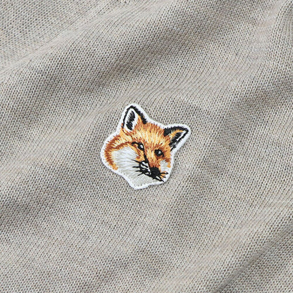MAISON KITSUNE カーディガン FOX HEAD PATCH CLASSIC CARDIGAN グレーメランジ ベージュメランジ ネイビー GU00542KT1036