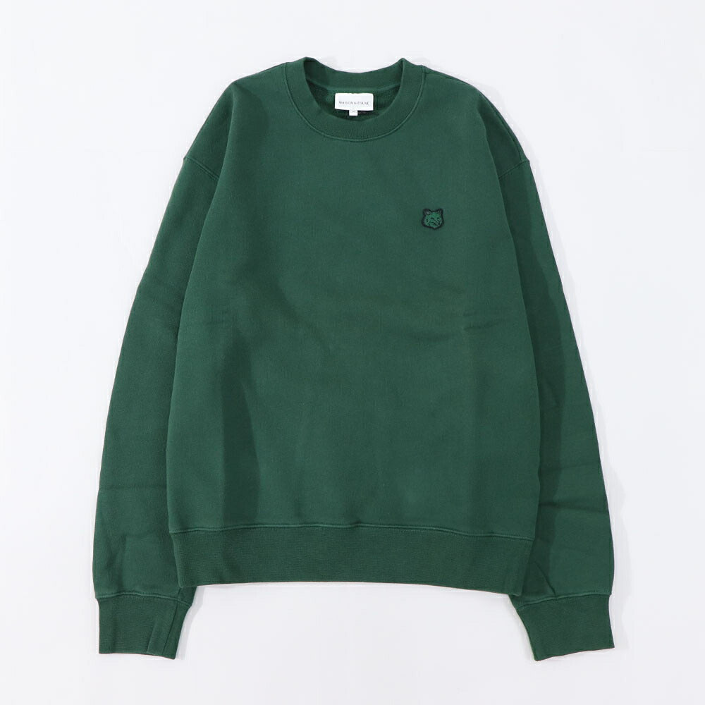 メゾン キツネ MAISON KITSUNE トップス スウェット・トレーナー ユニセックス BOLD FOX HEAD PATCH ボトルグリーン ネイビー フォックスパッチ コットン 無地 ワンポイント 長袖 クルーネック LM00302KM0307