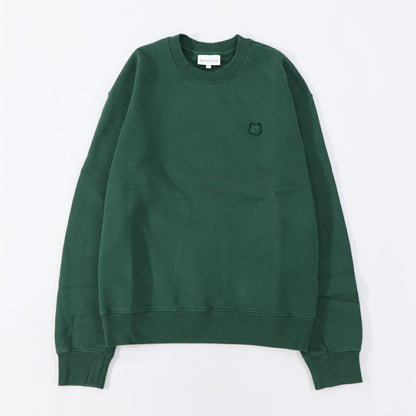 メゾン キツネ MAISON KITSUNE トップス スウェット・トレーナー ユニセックス BOLD FOX HEAD PATCH ボトルグリーン ネイビー フォックスパッチ コットン 無地 ワンポイント 長袖 クルーネック LM00302KM0307