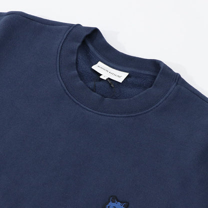 メゾン キツネ MAISON KITSUNE トップス スウェット・トレーナー ユニセックス BOLD FOX HEAD PATCH ボトルグリーン ネイビー フォックスパッチ コットン 無地 ワンポイント 長袖 クルーネック LM00302KM0307