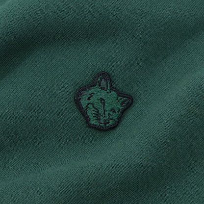 メゾン キツネ MAISON KITSUNE トップス スウェット・トレーナー ユニセックス BOLD FOX HEAD PATCH ボトルグリーン ネイビー フォックスパッチ コットン 無地 ワンポイント 長袖 クルーネック LM00302KM0307
