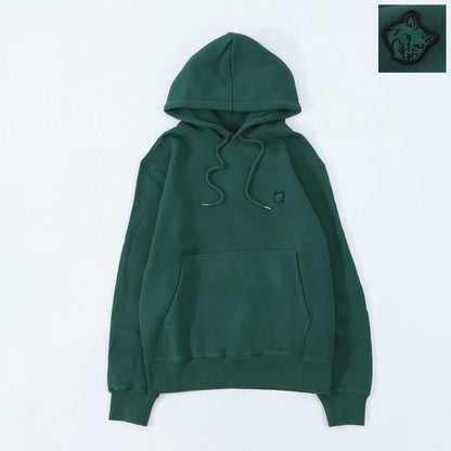 メゾン キツネ MAISON KITSUNE トップス スウェット・パーカー ユニセックス BOLD FOX HEAD PATCH COMFORT HOODIE ボトルグリーン フォックスパッチ フーディ コットン 無地 ワンポイント 長袖 プルオーバー LM00703KM0307