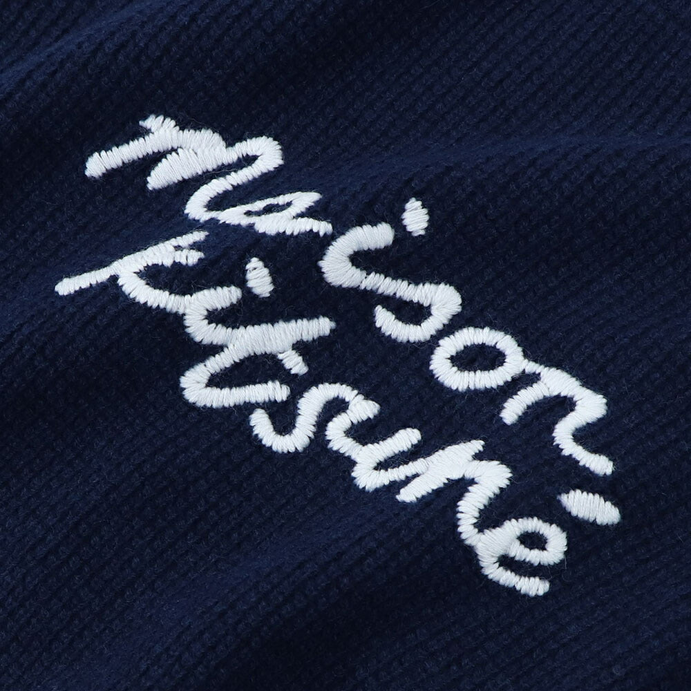メゾン キツネ MAISON KITSUNE トップス ニット メンズ HANDWRITING SWEATER ネイビー ロゴ セーター ウール シンプル 長袖 クルーネック LM00814KT1063