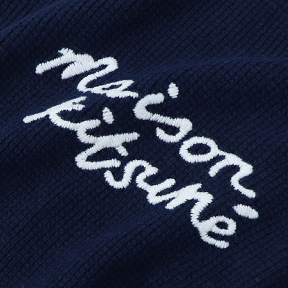 メゾン キツネ MAISON KITSUNE トップス ニット メンズ HANDWRITING SWEATER ネイビー ロゴ セーター ウール シンプル 長袖 クルーネック LM00814KT1063