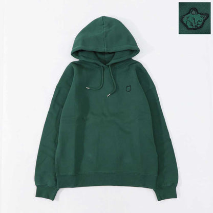 メゾン キツネ MAISON KITSUNE トップス スウェット・パーカー レディース  ボトルグリーン フォックスパッチ フーディ コットン 無地 ワンポイント 長袖 プルオーバー LW00701KM0307