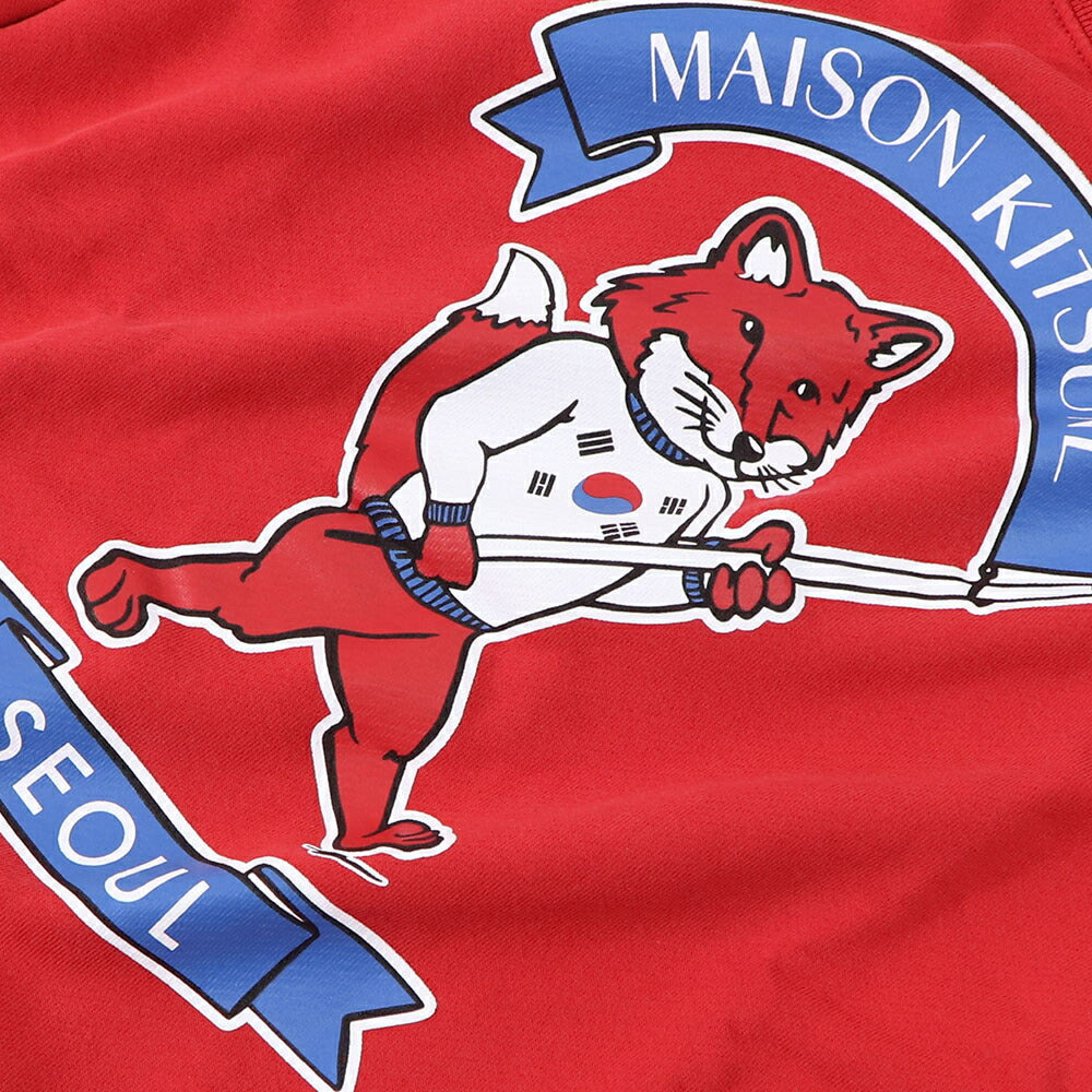 メゾン キツネ MAISON KITSUNE トップス スウェット・トレーナー レディース  レッド ロゴ キツネ 長袖 クルーネック 韓国 ソウル SPGALM00302