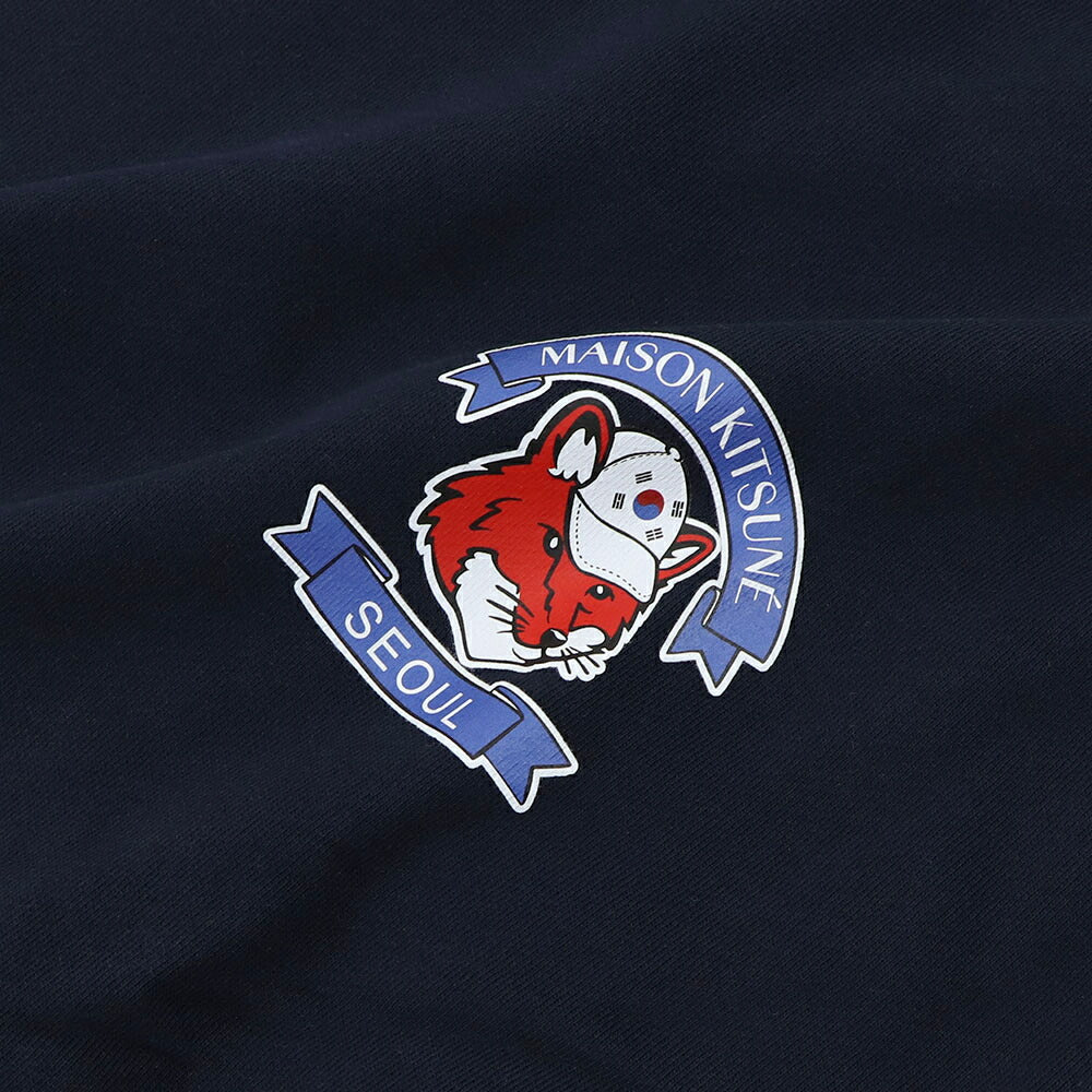 メゾン キツネ MAISON KITSUNE トップス スウェット・パーカー レディース  グレー ネイビー ロゴ キツネ フーディ 韓国 ソウル プルオーバー SPGALM00311